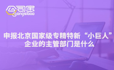 申报北京国家级专精特新“小巨人”企业的主管部门是什么