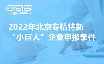 2022年北京专精特新“小巨人”企业申报条件