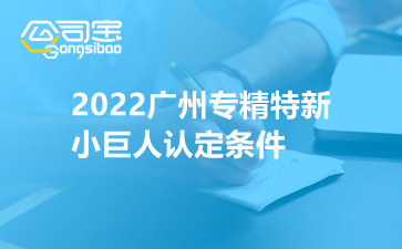 2022广州专精特新小巨人认定条件
