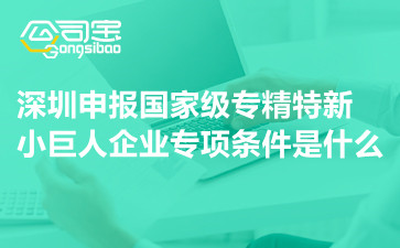 深圳申报国家级专精特新小巨人企业专项条件是什么