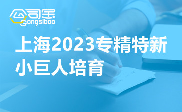 上海2023专精特新小巨人培育